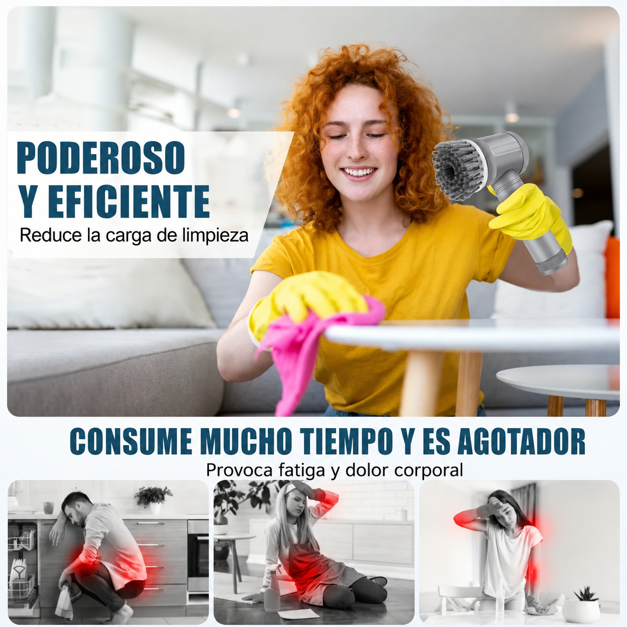 Cepillo Giratorio Eléctrico sin Cable con 6 Cabezales de Cepillo Reemplazables Herramientas de Limpieza Eléctrica