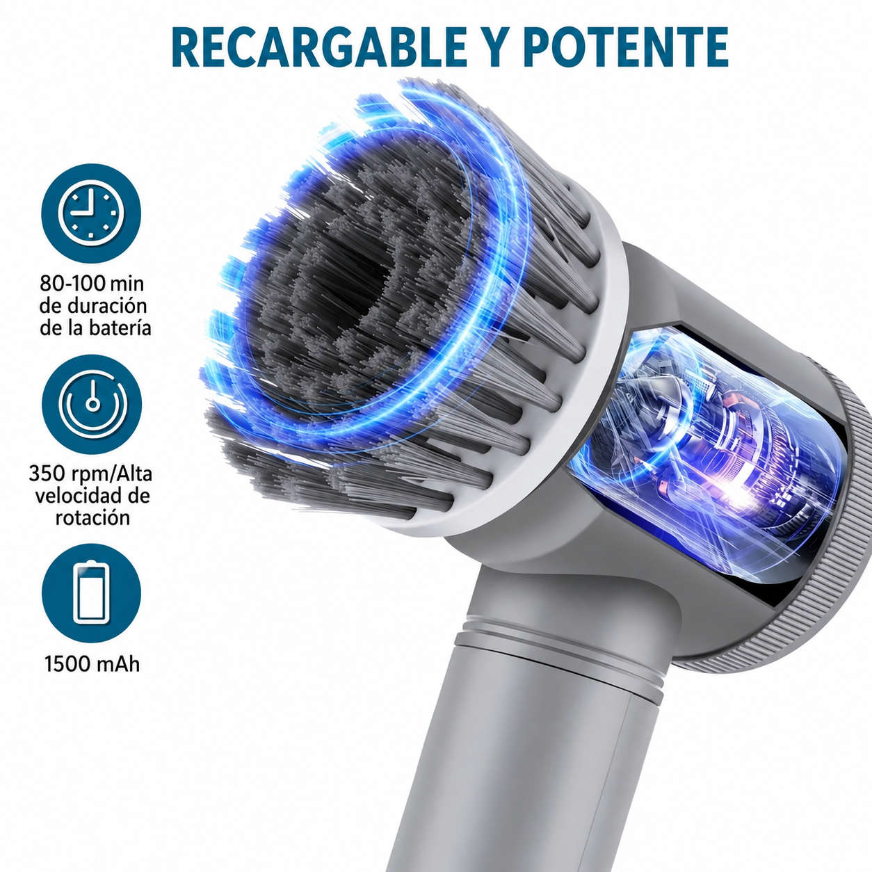 Cepillo Giratorio Eléctrico sin Cable con 6 Cabezales de Cepillo Reemplazables Herramientas de Limpieza Eléctrica